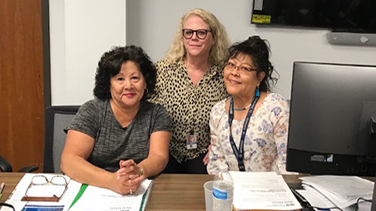 BCBSNM meeting with Albuquerque Area Indian Health Service on Sept. 8, 2023. From left, LaDonna Valdo, ACL Service Unit, Tricia MacLaughlin, BCBSNM Sr. Provider Relations Representative and Ardie Lowden, ACL Service Unit.