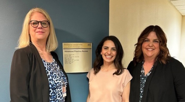 From left, Tricia MacLaughlin, Sr. BCBSNM Provider Relations Representative, Amanda Garcia and Denise Cox with Perinatal Associates of New Mexico. MacLaughlin visited Garcia and Cox during a provider visit on Jan. 30.